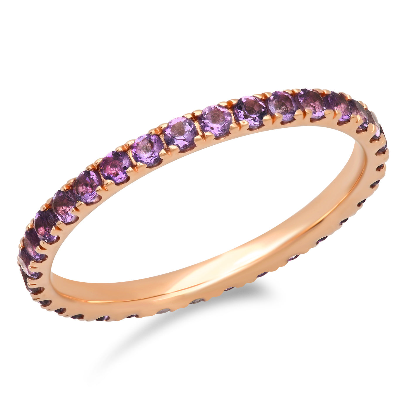 14K Rose Gold Standard Amethyst Eternity Band